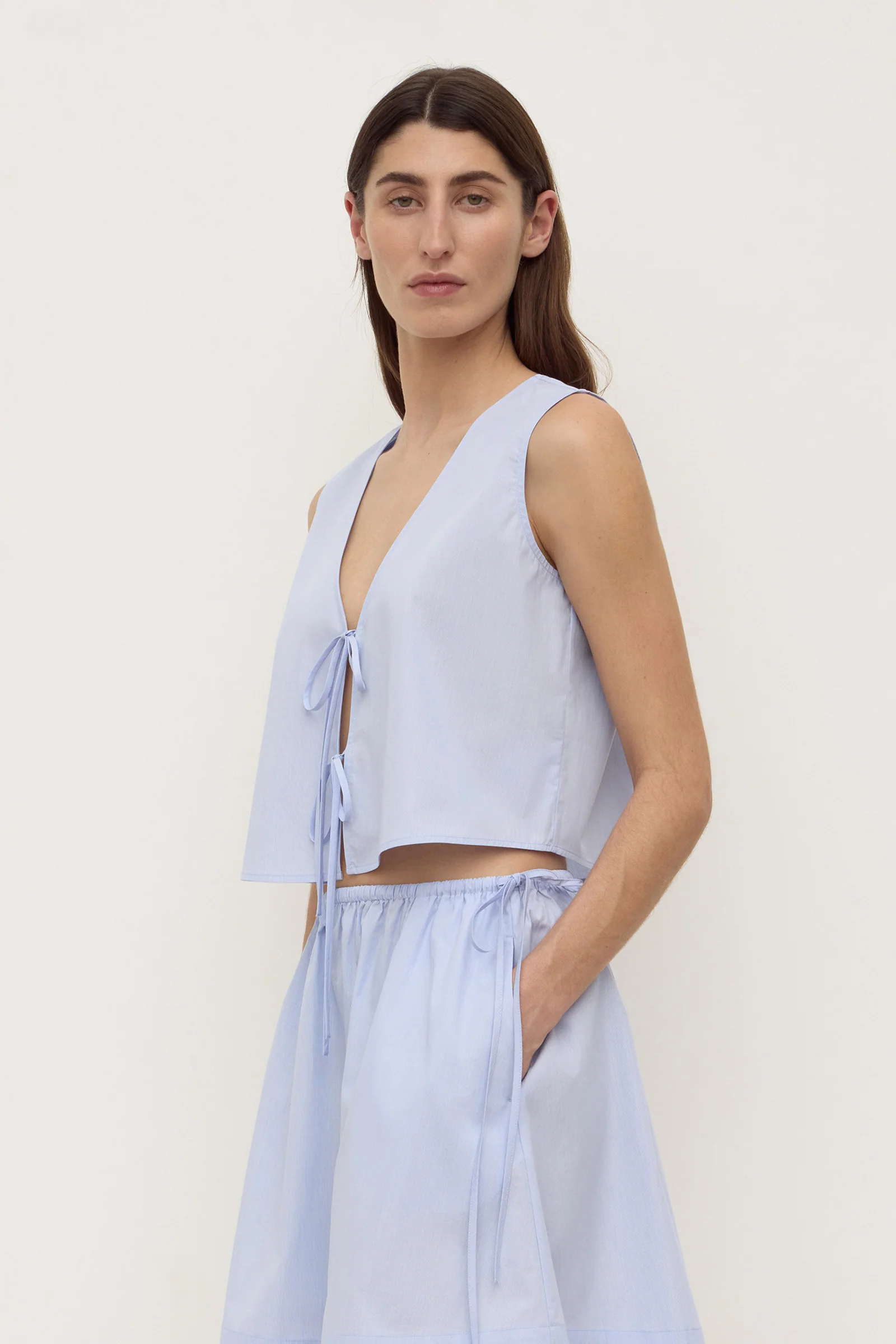 Havana Stripe Poplin Tie Front Top - Image 5