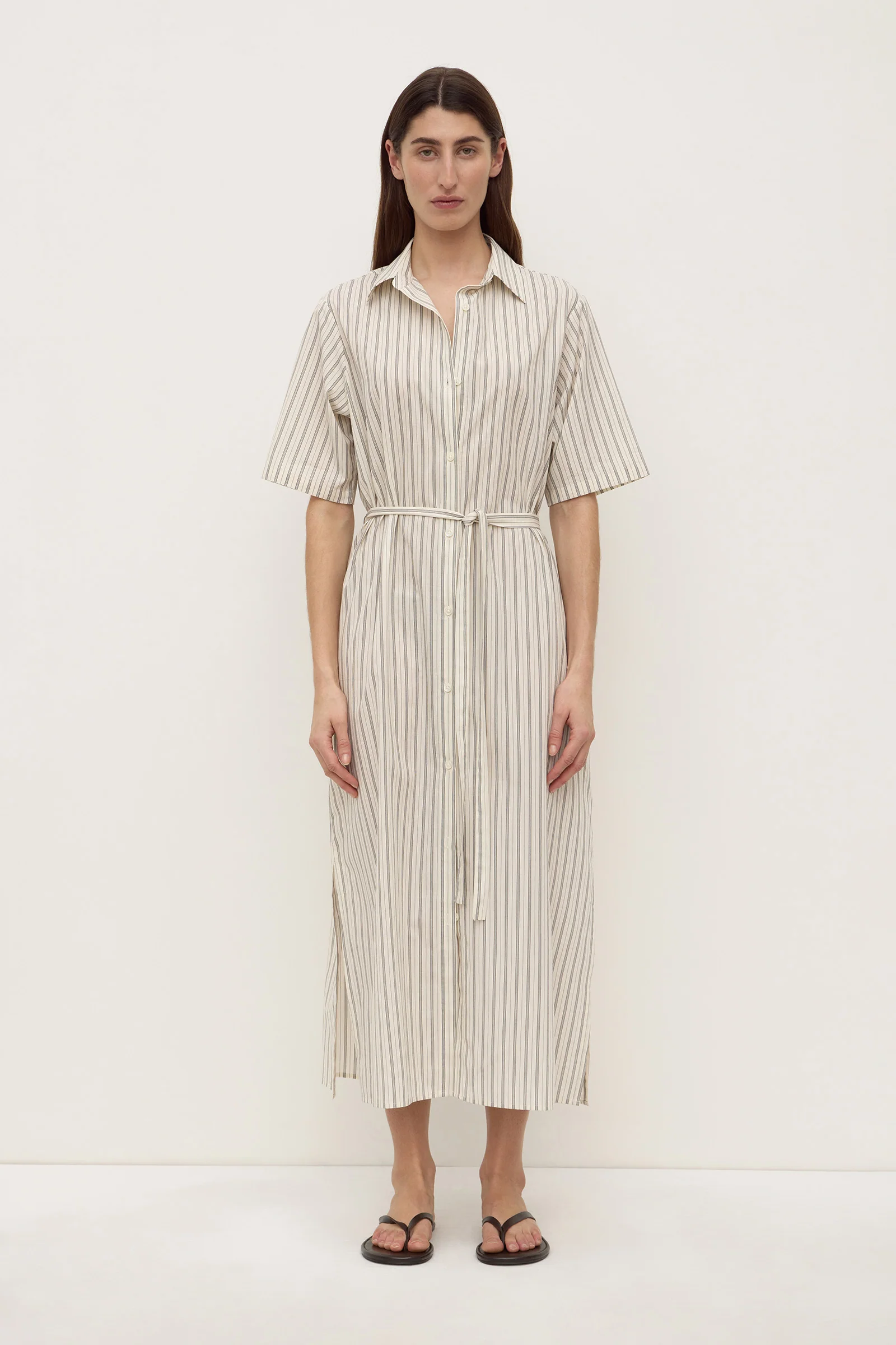 Ria Stripe Midi Shirt Dress
