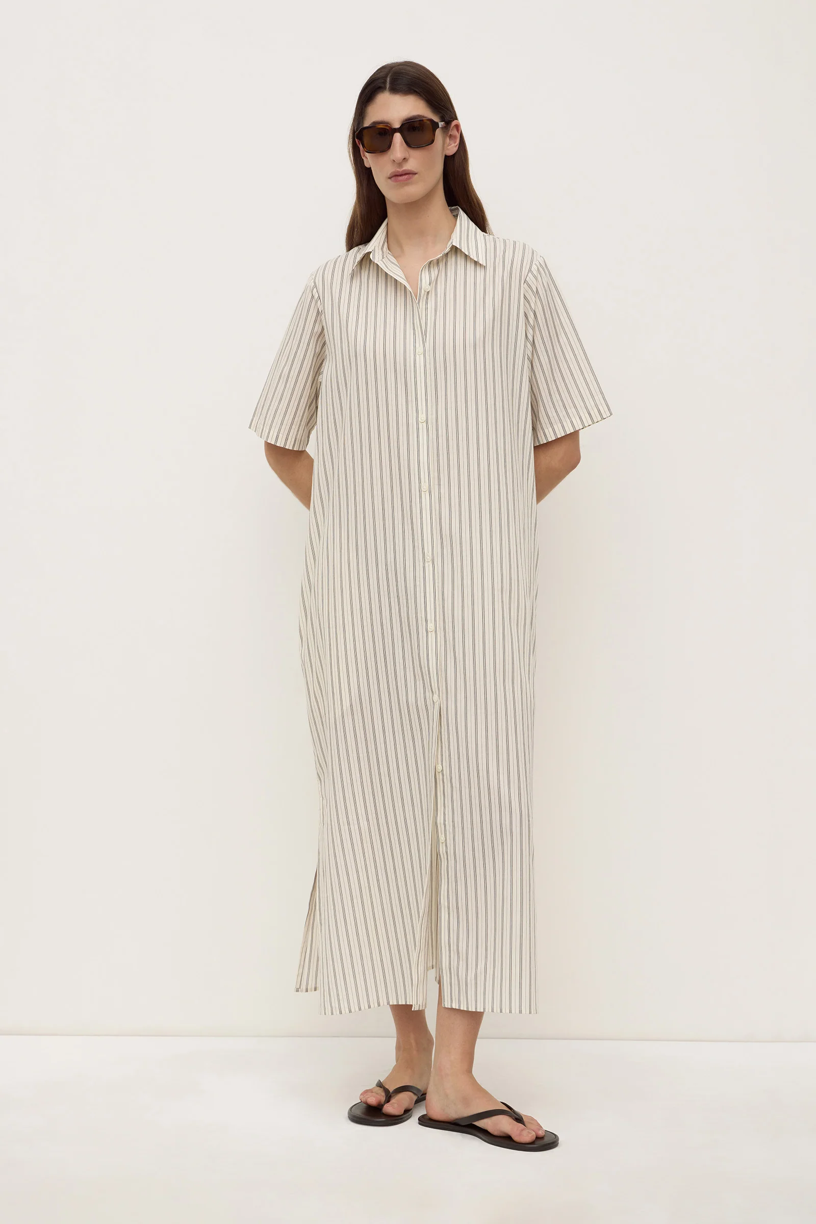 Ria Stripe Midi Shirt Dress - Image 2
