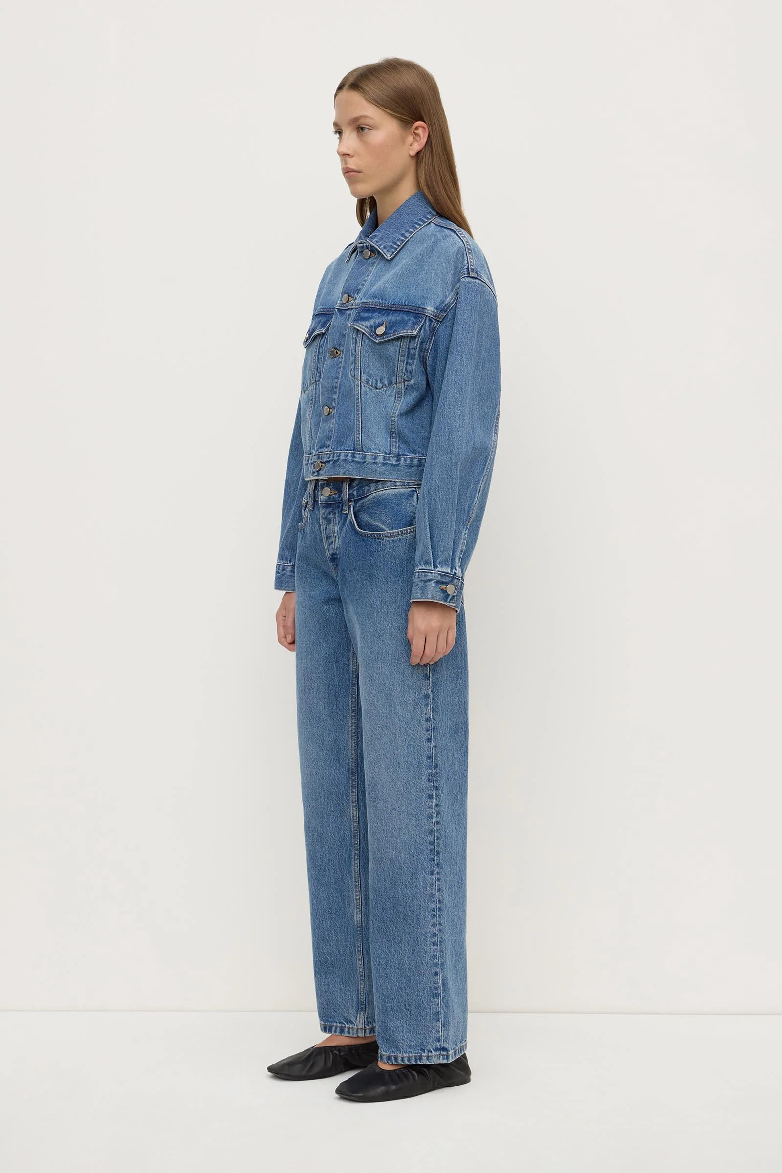 Womens Cropped Denim Jacket - Image 4